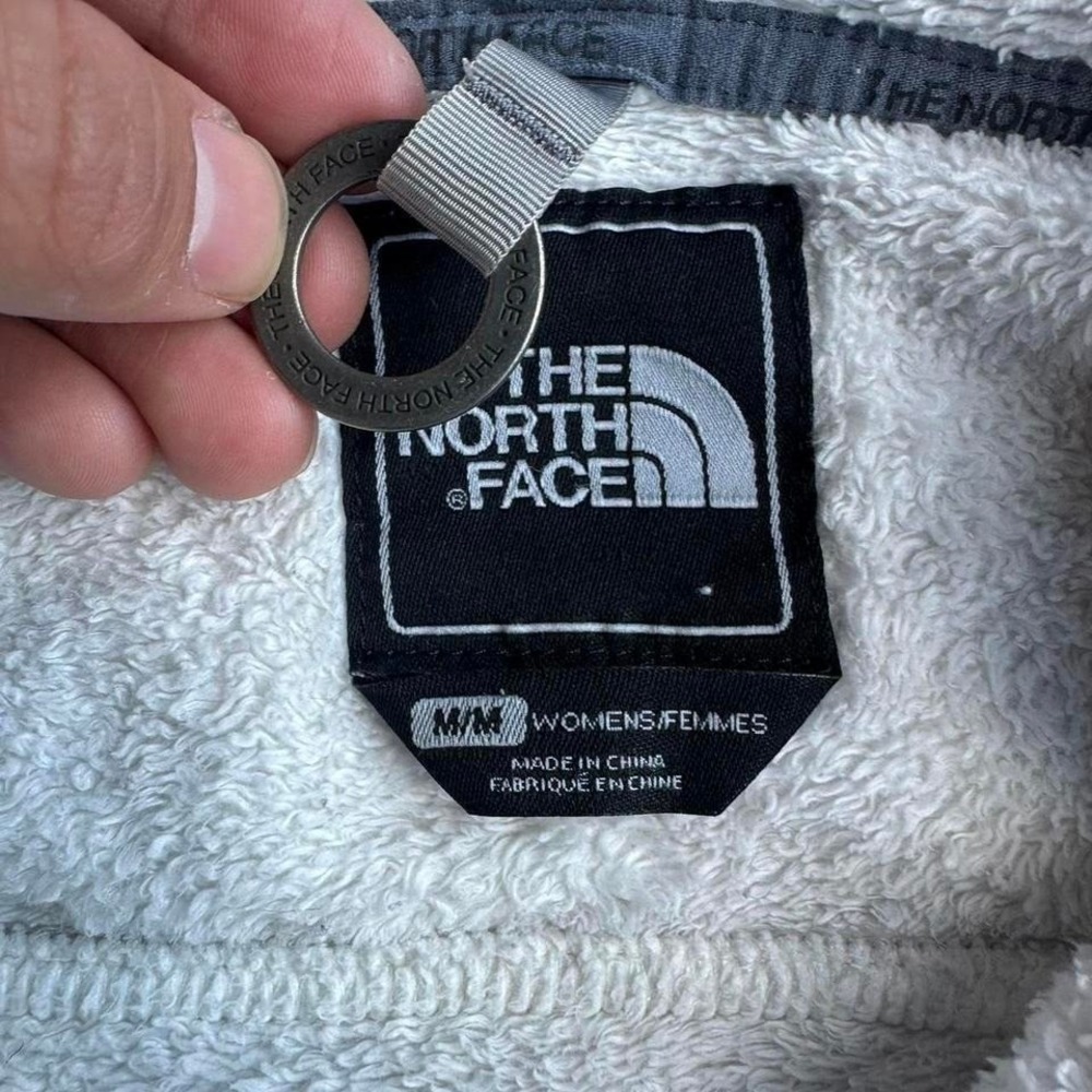 Women's The North Face Denali fleece hoodie white grey size M - Picture 8 of 8